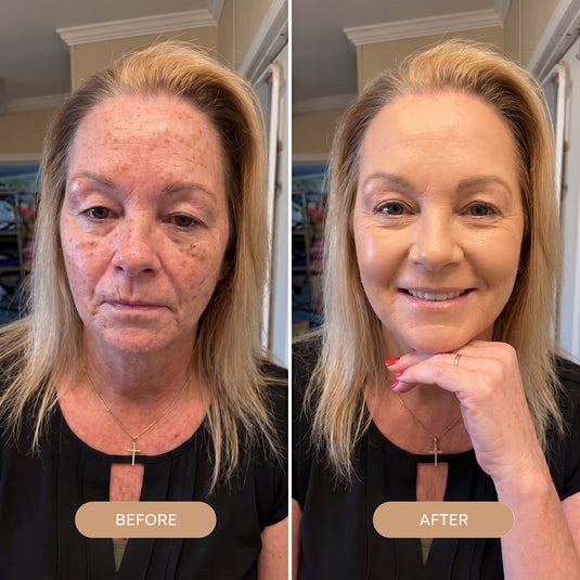 Before and after applying the foundation